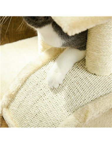 PawHut 72cm Cat Tree with Scratching Post, Pad for Indoor Cats - Cream White