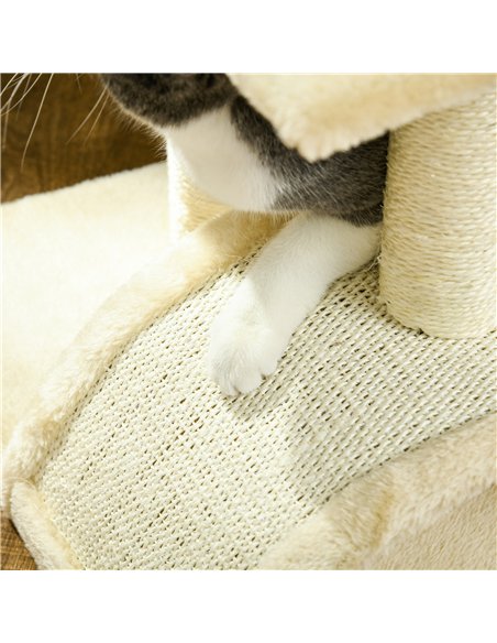 PawHut 72cm Cat Tree with Scratching Post, Pad for Indoor Cats - Cream White - pic 147060 | FastDaddyshop