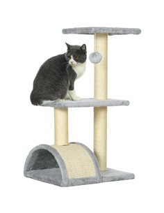 PawHut 72cm Cat Tree with Scratching Post, Pad for Indoor Cats - Light Grey