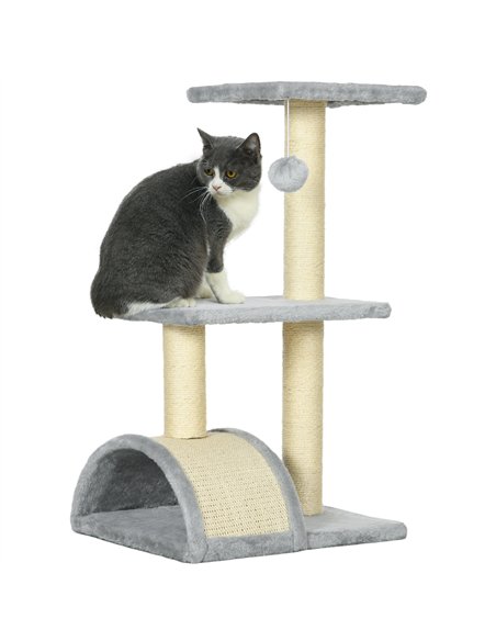 PawHut 72cm Cat Tree with Scratching Post, Pad for Indoor Cats - Light Grey - pic 147062 | FastDaddyshop