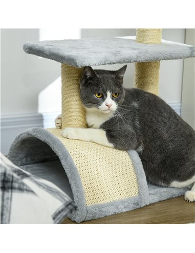 PawHut 72cm Cat Tree with Scratching Post, Pad for Indoor Cats - Light Grey