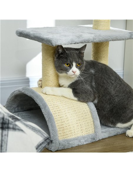 PawHut 72cm Cat Tree with Scratching Post, Pad for Indoor Cats - Light Grey - pic 147068 | FastDaddyshop