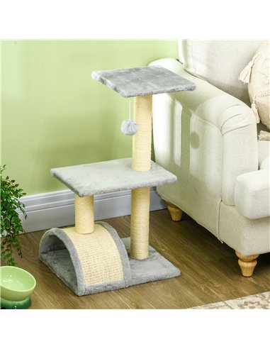 PawHut 72cm Cat Tree with Scratching Post, Pad for Indoor Cats - Light Grey