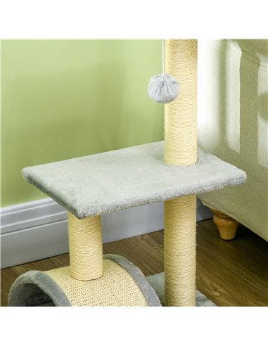 PawHut 72cm Cat Tree with Scratching Post, Pad for Indoor Cats - Light Grey