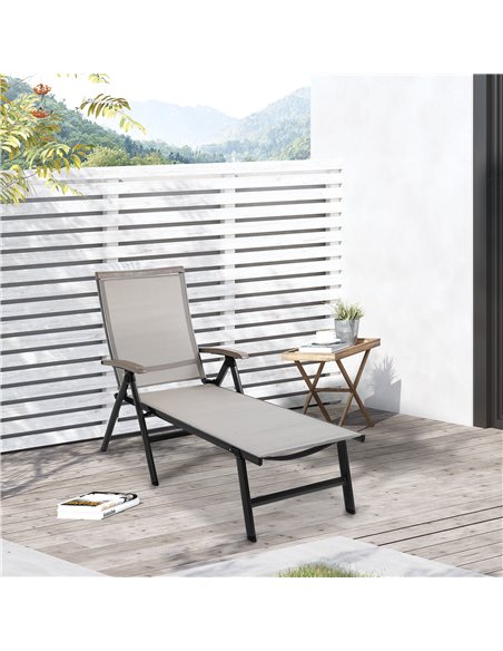Outsunny Outdoor Folding 5-Position Adjustable Sun Lounger, Brown - pic 14710 | FastDaddyshop