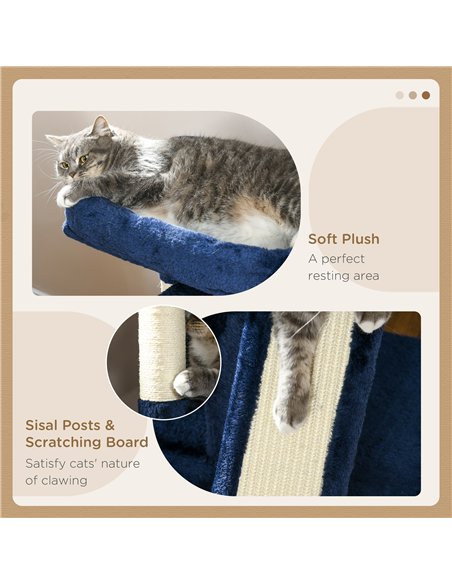 PawHut Sisal Cat Rest & Play Activity Tree w/ 2 House Navy Blue - pic 147102 | FastDaddyshop