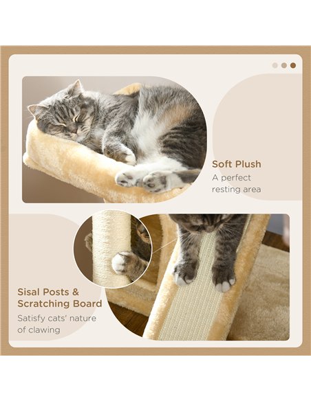 PawHut Sisal Cat Rest & Play Activity Tree w/ 2 House Cream White - pic 147111 | FastDaddyshop