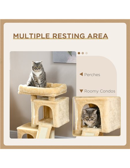 PawHut Sisal Cat Rest & Play Activity Tree w/ 2 House Cream White - pic 147112 | FastDaddyshop