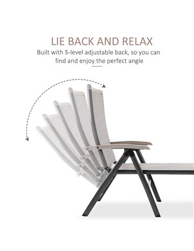 Outsunny Outdoor Folding 5-Position Adjustable Sun Lounger, Brown