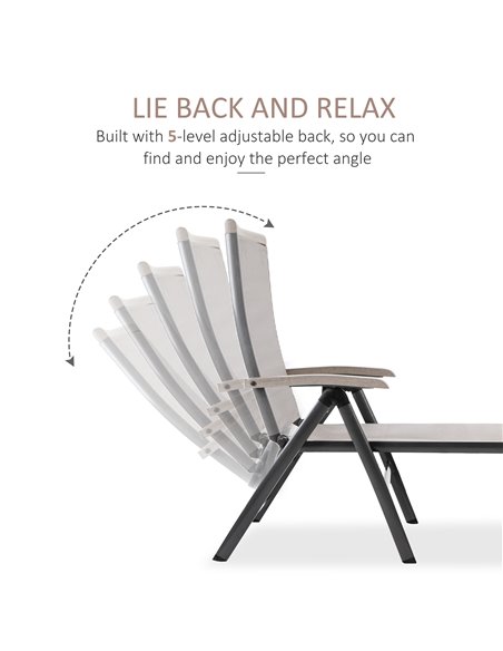 Outsunny Outdoor Folding 5-Position Adjustable Sun Lounger, Brown - pic 14712 | FastDaddyshop