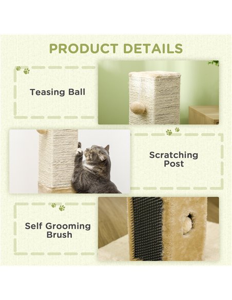 PawHut Jute Cat Scratching Post w/ Carpet Base Hanging Toy - Beige - pic 147120 | FastDaddyshop