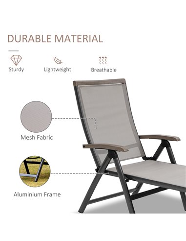 Outsunny Outdoor Folding 5-Position Adjustable Sun Lounger, Brown