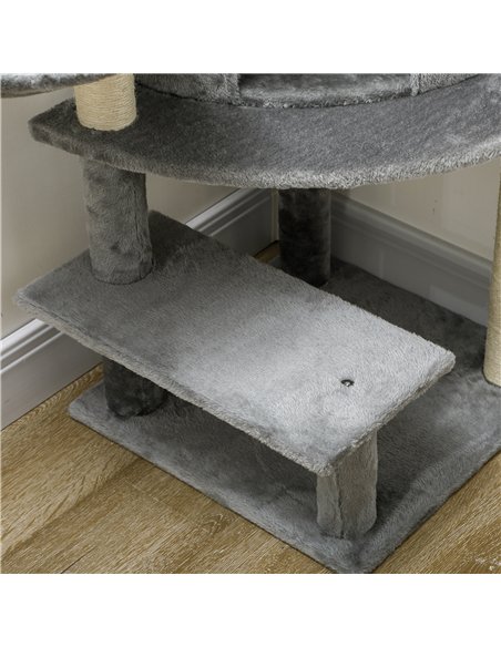 PawHut Sisal 100cm Cat Tree Tower with Sisal Scratching Post Grey - pic 147131 | FastDaddyshop