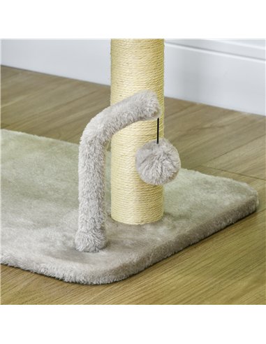 PawHut 42cm Indoor Cat Tree, with Toy Balls, Sisal Scratching Post - Light Grey