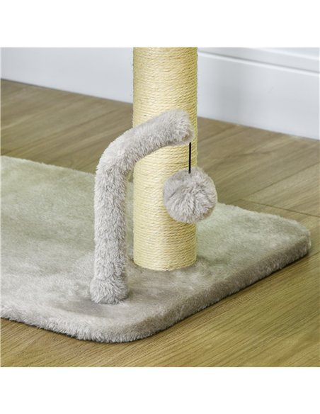PawHut 42cm Indoor Cat Tree, with Toy Balls, Sisal Scratching Post - Light Grey - pic 147149 | FastDaddyshop