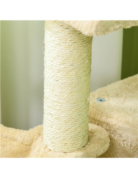 PawHut Sisal 100cm Cat Tree Tower with Sisal Scratching Post Cream White - pic 147159 | FastDaddyshop