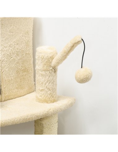 PawHut Sisal 100cm Cat Tree Tower with Sisal Scratching Post Cream White