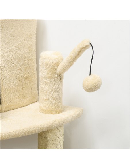 PawHut Sisal 100cm Cat Tree Tower with Sisal Scratching Post Cream White - pic 147160 | FastDaddyshop