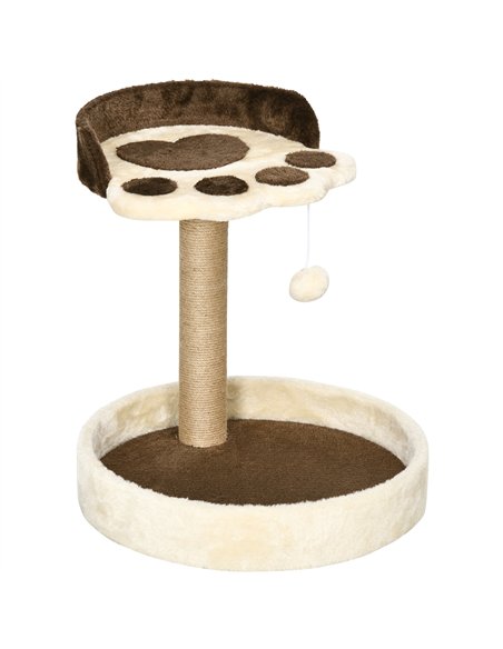 PawHut 44cm Cat Tower, Cat Tree for Indoor Cats, with Sisal Cat Scratching Post, Toy Ball - Brown - pic 147170 | FastDaddyshop