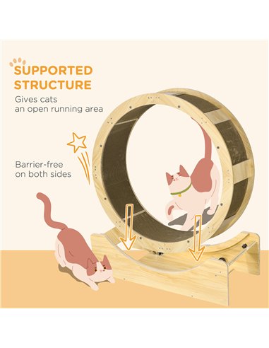 PawHut Cat Wheel with Brake, Scratching Pads - Oak Tone