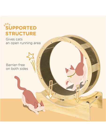 PawHut Cat Wheel with Brake, Scratching Pads - Oak Tone - pic 147183 | FastDaddyshop