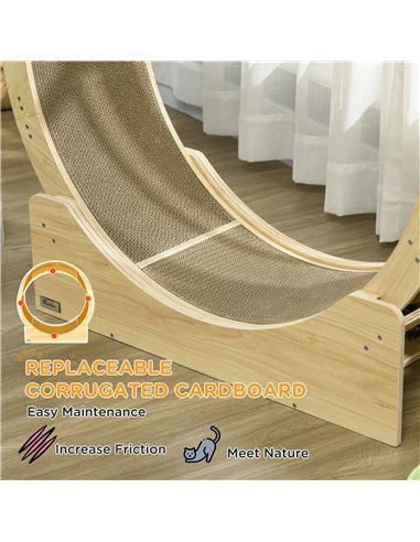 PawHut Cat Wheel with Brake, Scratching Pads - Oak Tone