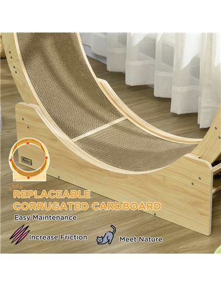 PawHut Cat Wheel with Brake, Scratching Pads - Oak Tone - pic 147185 | FastDaddyshop
