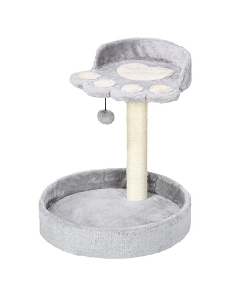 PawHut 44cm Cat Tower, Cat Tree for Indoor Cats, with Sisal Cat Scratching Post, Toy Ball - Light Grey - pic 147188 | FastDaddyshop
