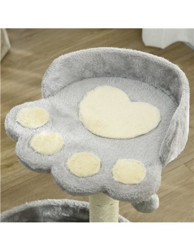 PawHut 44cm Cat Tower, Cat Tree for Indoor Cats, with Sisal Cat Scratching Post, Toy Ball - Light Grey