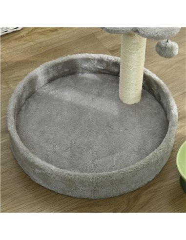 PawHut 44cm Cat Tower, Cat Tree for Indoor Cats, with Sisal Cat Scratching Post, Toy Ball - Light Grey