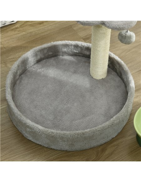 PawHut 44cm Cat Tower, Cat Tree for Indoor Cats, with Sisal Cat Scratching Post, Toy Ball - Light Grey - pic 147196 | FastDaddyshop