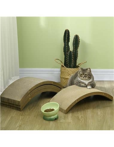 PawHut Four-Piece Cat Scratching Board, Cat Treadmill Replacement, 55 x 26cm - Brown