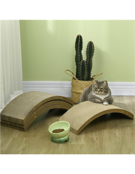 PawHut Four-Piece Cat Scratching Board, Cat Treadmill Replacement, 55 x 26cm - Brown - pic 147207 | FastDaddyshop