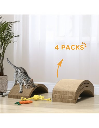 PawHut Four-Piece Cat Scratching Board, Cat Treadmill Replacement, 55 x 26cm - Brown