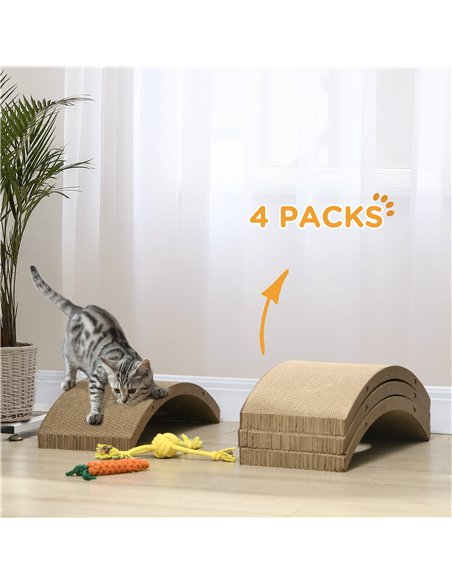 PawHut Four-Piece Cat Scratching Board, Cat Treadmill Replacement, 55 x 26cm - Brown - pic 147209 | FastDaddyshop