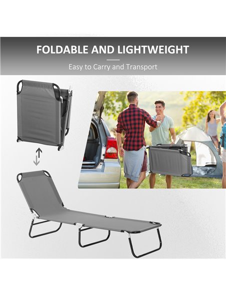 Outsunny Portable Folding Sun Lounger with 4-Position Adjustable Backrest, Grey - pic 14722 | FastDaddyshop