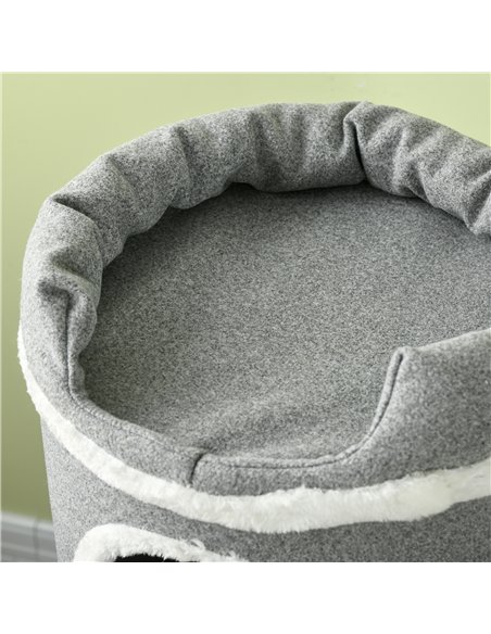 PawHut Barrel Shaped Cat Tree with Sisal Scratching Posts, Cat Bed, Platforms, Hanging Ball, Grey, Grey - pic 147222 | FastDaddyshop