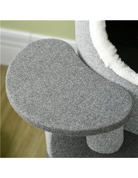 PawHut Barrel Shaped Cat Tree with Sisal Scratching Posts, Cat Bed, Platforms, Hanging Ball, Grey, Grey - pic 147223 | FastDaddyshop