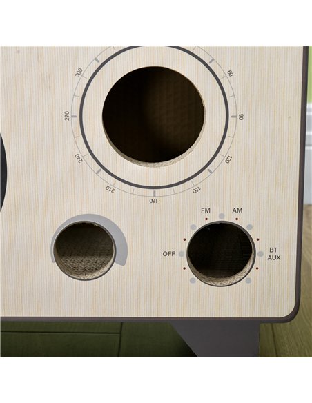 PawHut 2 in 1 Cat Scratcher, Radio Shape Cat House with Catnip, 57 x 24.5 x 39cm, Natural Wood Finish - pic 147241 | FastDaddyshop