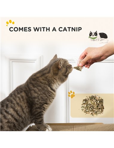 PawHut 2 in 1 TV Shape Cat Scratching Board House with Catnip, for Indoor Cats, Brown