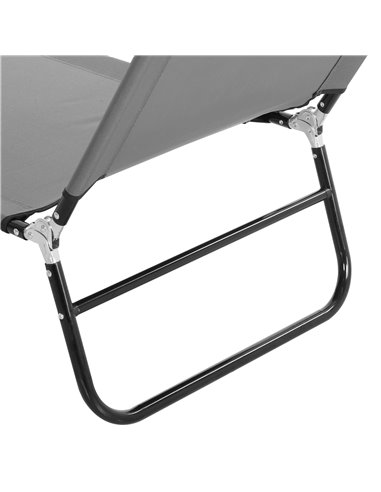 Outsunny Portable Folding Sun Lounger with 4-Position Adjustable Backrest, Grey