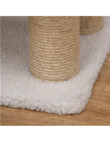 PawHut Pet Stair with 4-step Climb Ladder, Scratching Posts, Platforms, Toy Ball, for Indoor Elderly Cats Kittens, White