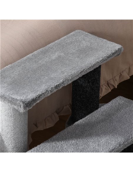 PawHut 3-step Pet Stairs with Scratching Posts, Platforms, Toy Ball, Grey - pic 147276 | FastDaddyshop