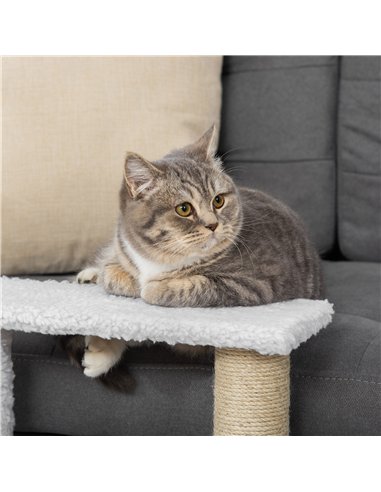 PawHut Pet Stair with 3-step Climb Ladder, Scratching Posts, Platforms, Toy Ball, for Indoor Elderly Cats Kittens, White