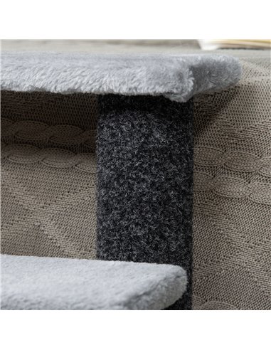 PawHut 4-step Pet Stairs with Scratching Posts, Platforms, Toy Ball, Grey