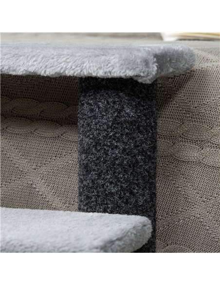 PawHut 4-step Pet Stairs with Scratching Posts, Platforms, Toy Ball, Grey - pic 147294 | FastDaddyshop