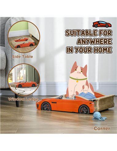 PawHut 2 in 1 Cat Scratching Board with Catnip, Car-shaped