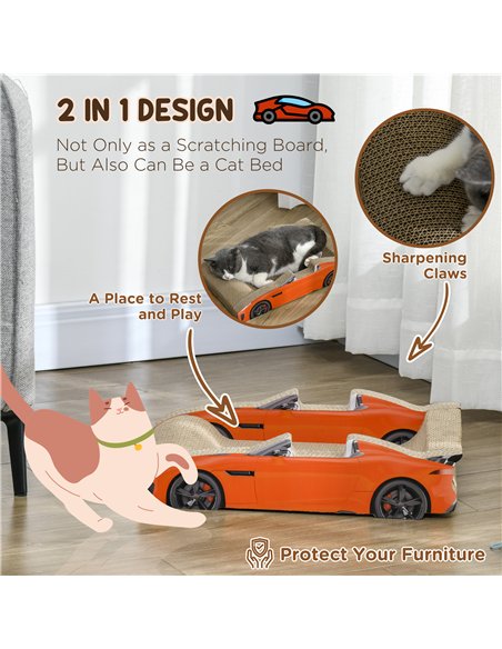 PawHut 2 in 1 Cat Scratching Board with Catnip, Car-shaped - pic 147301 | FastDaddyshop