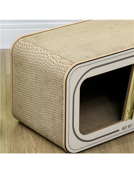 PawHut 2 in 1 Cat Scratching Board, Cardboard Cat House with Catnip, Canned Tuna Design - pic 147311 | FastDaddyshop