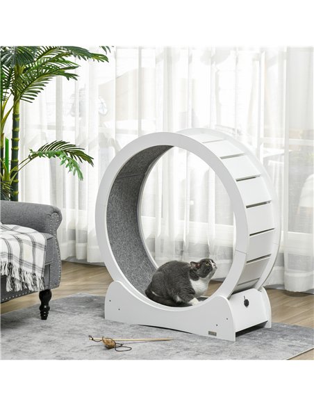 PawHut 30" Wooden Cat Running Wheel with Brake, White - pic 147315 | FastDaddyshop